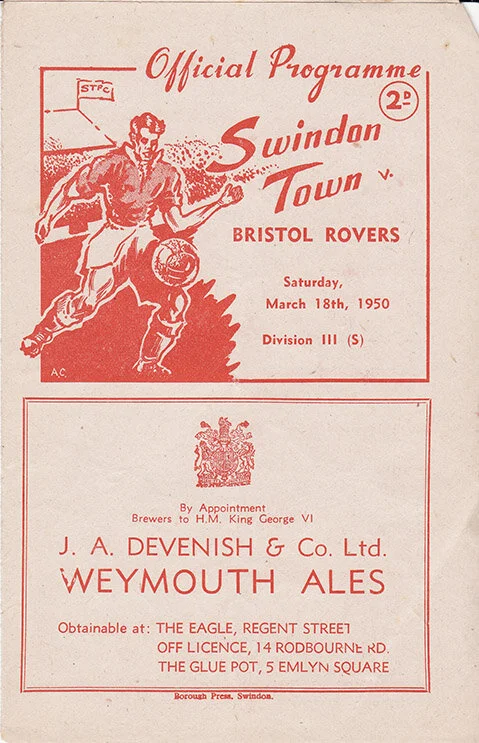  Swindon Town vs Bristol Rovers 1950 Programme - Source:  Swindon Town FC  